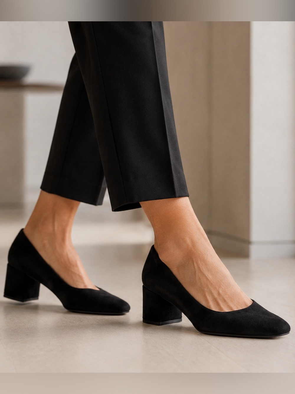 Margaux Black Suede Block Heel Pumps $375 Size 43 = US 12